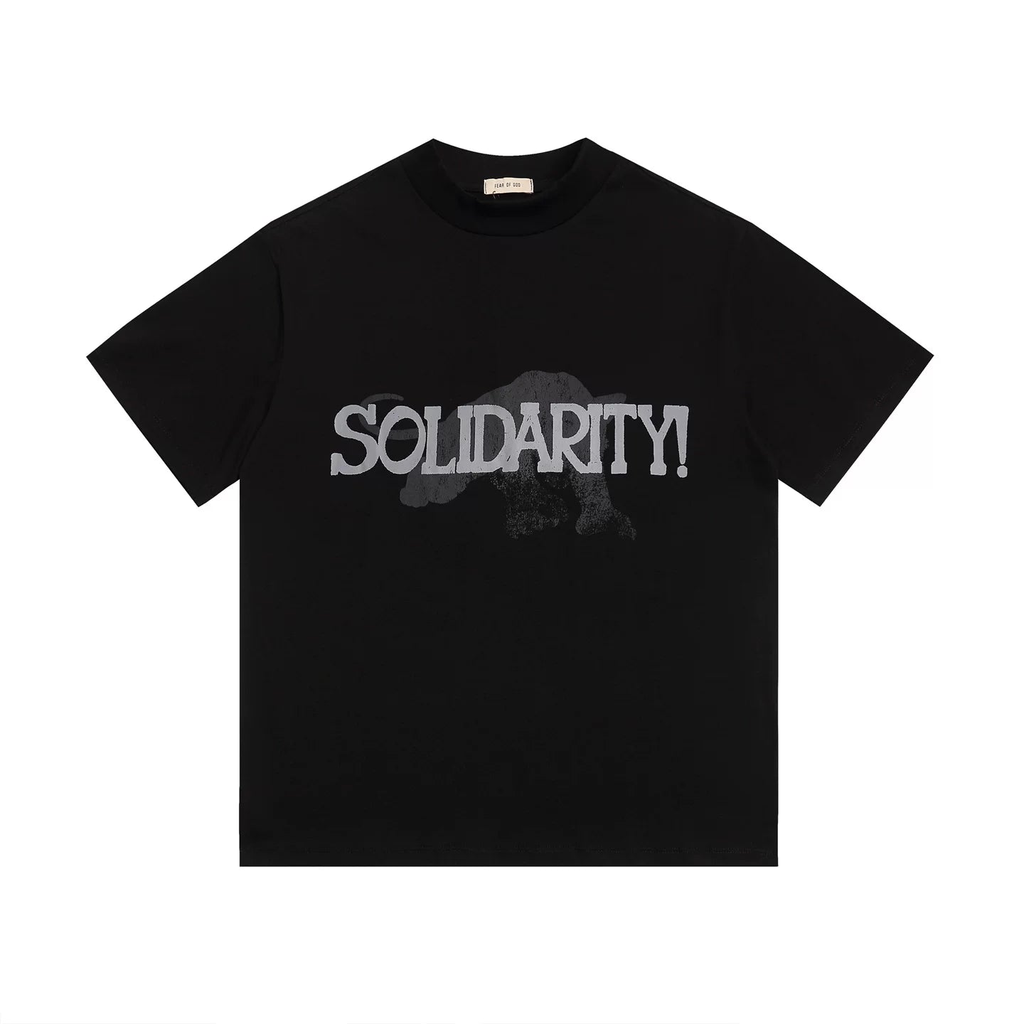 Fear of God Essentials SOLIDARITY! Panther Graphic Front Back Loose Crew Neck Short Sleeve T-Shirt
