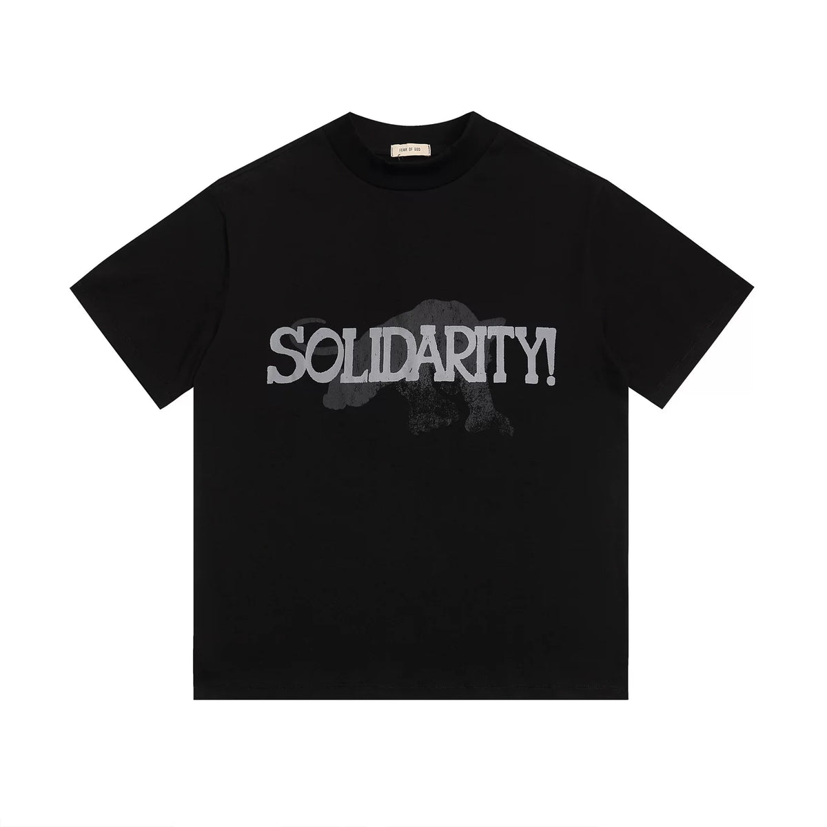 Fear of God Essentials SOLIDARITY! Panther Graphic Front Back Loose Crew Neck Short Sleeve T-Shirt
