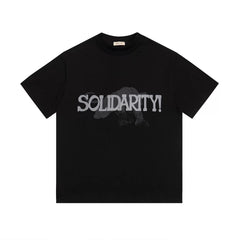 Fear of God Essentials SOLIDARITY! Panther Graphic Front Back Loose Crew Neck Short Sleeve T-Shirt