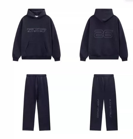 ESSENTIALS Midnight Dark 26 Graphic Wide‑Leg Co‑ord Set