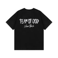 FOG Double Line ESSENTIALS Short sleeved Men's Summer Trendy Brand Couple American Men's White Short sleeved T-shirt Women