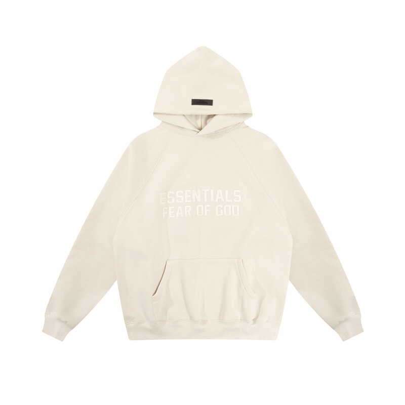 Fear of God Essentials Tonal Front Logo Pullover Hoodie Cream