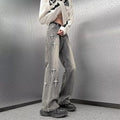 Men Jeans Straight Oversize Summer Slightly Flared Wide Leg Pants