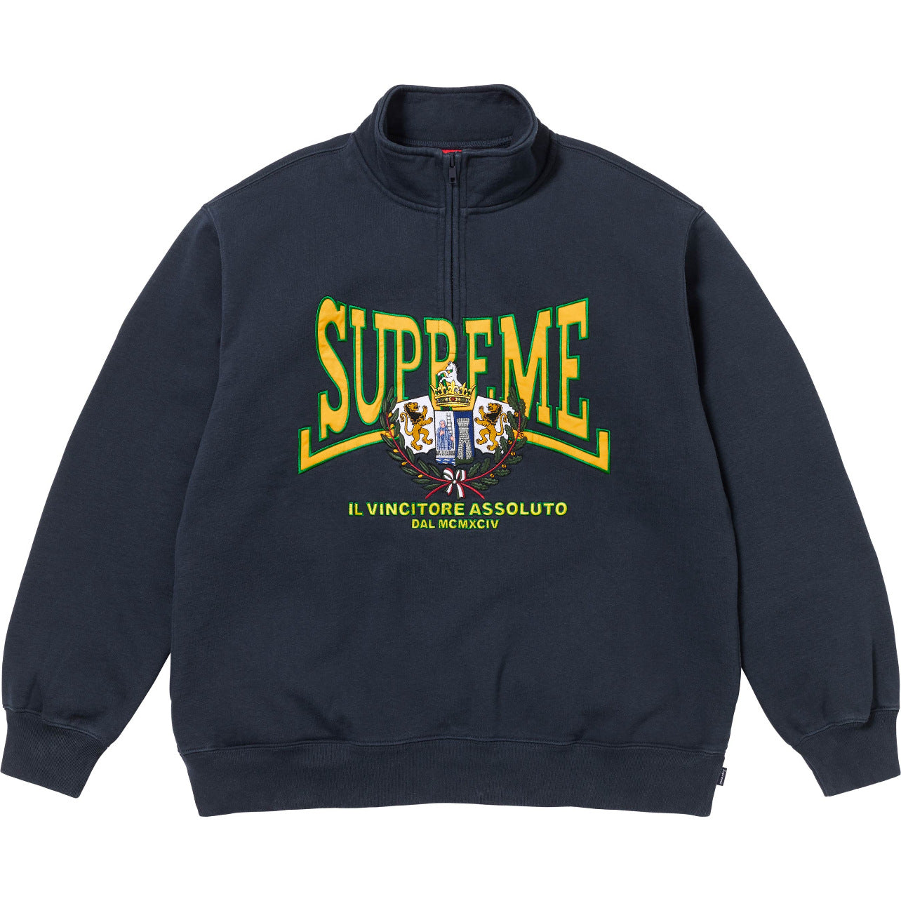 Supreme Crest Graphic Navy Quarter‑Zip Sweatshirt