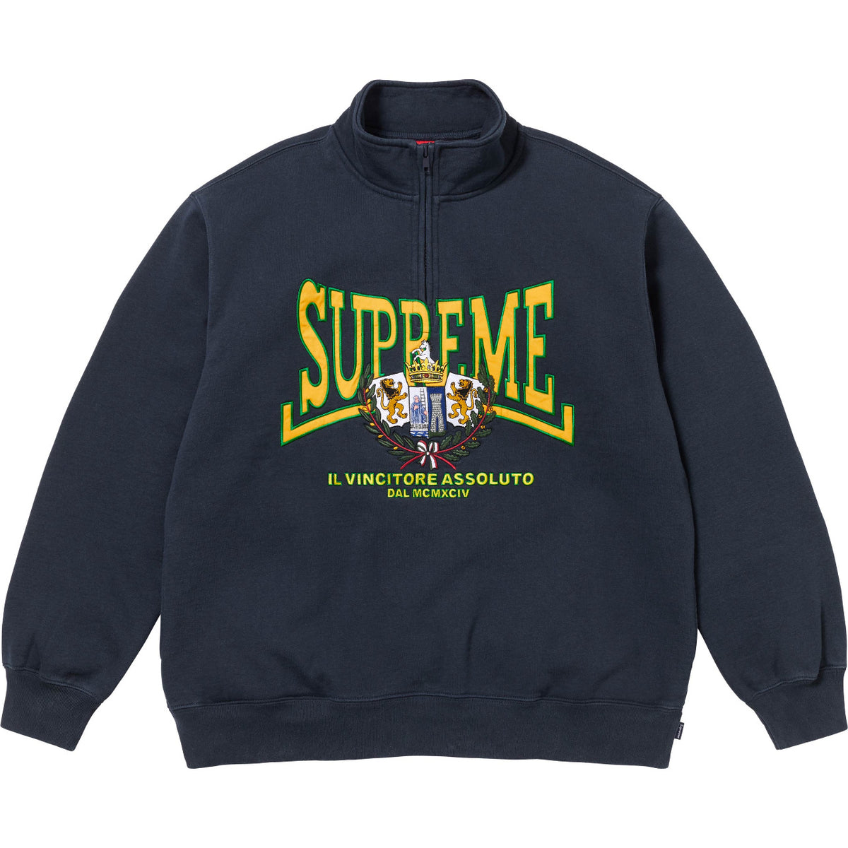 Supreme Crest Graphic Navy Quarter‑Zip Sweatshirt
