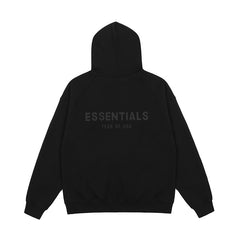 Fear Of God Essentials Black Raglan Sleeve Plain Hooded Pullover