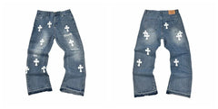 Gallery Dept White Cross Embroidered Jeans