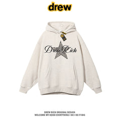 Drew Rich Heather Grey Leopard Star Graphic Unisex Hooded Sweatshirt