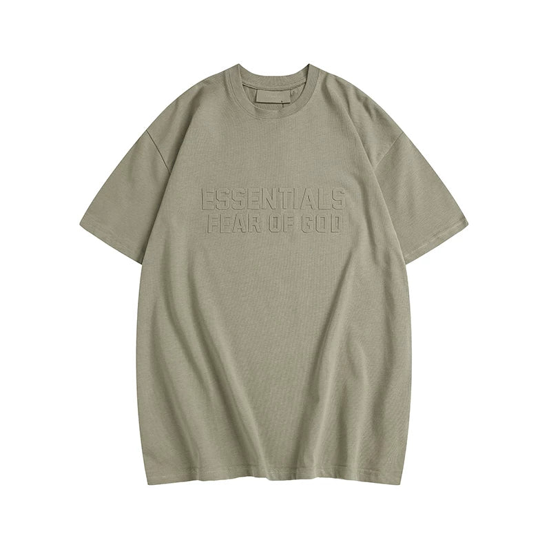 FOG Trendy ESSENTIALS Short sleeved Men's Letter Plush Couple T-shirt Women's American Trendy High Street Loose Versatile (3)