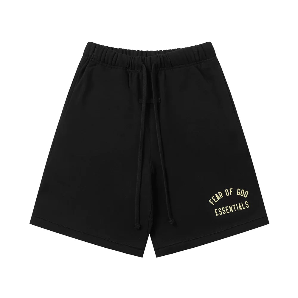 Fear Of God Essentials Logo T-Shirt & Shorts Set – Black Minimalist Streetwear Two Piece Outfit