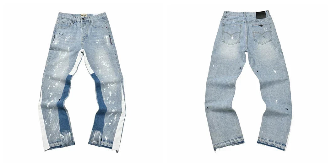 Gallery Dept White‑Trim Spliced Washed Jeans