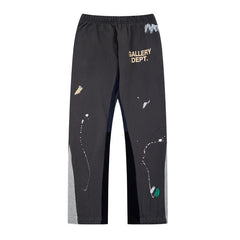 Gallery Dept Charcoal Black Paint Splatter Patchwork Flare Sweatpants