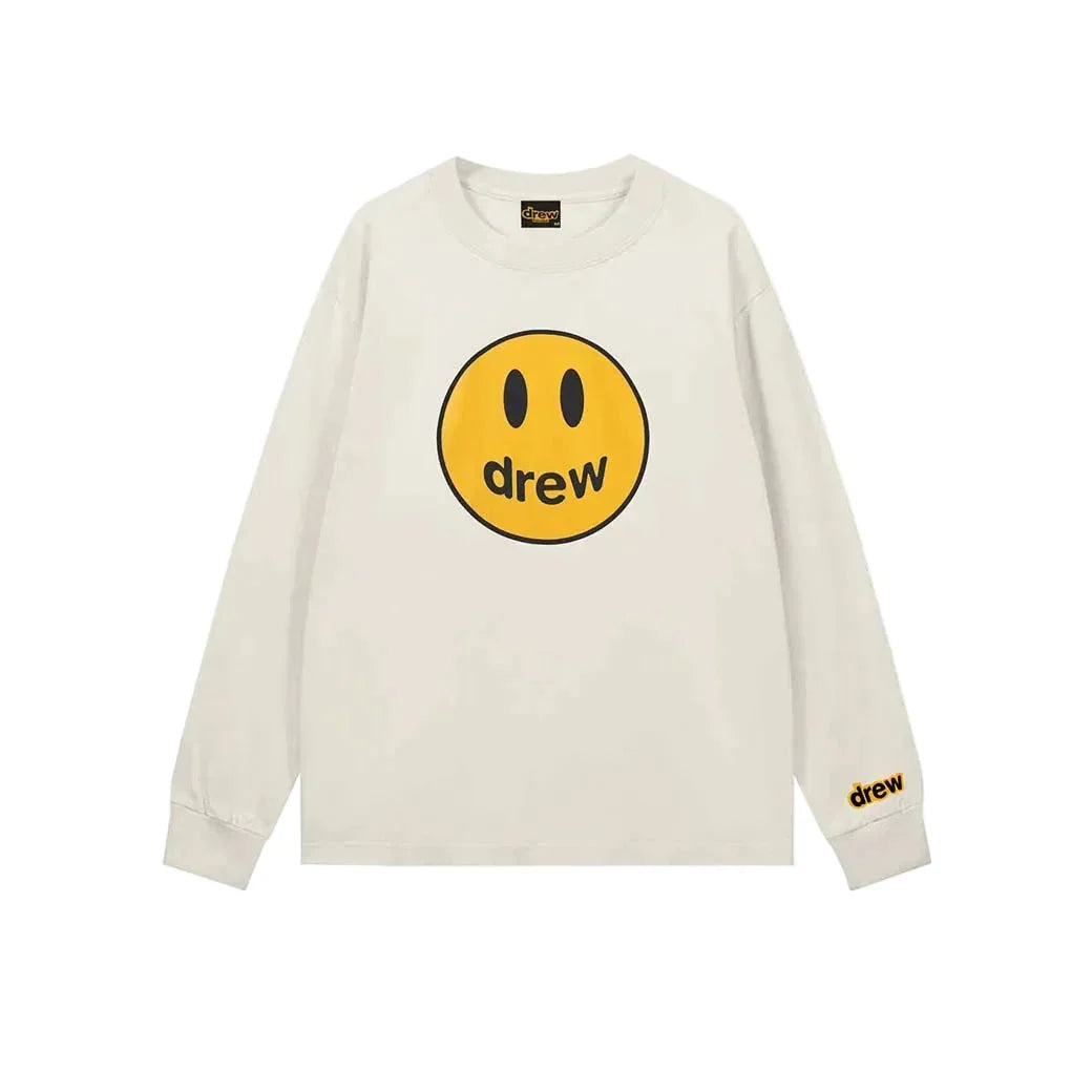 Drew Gray Smiley Graphic Oversized Long-Sleeve T-Shirt