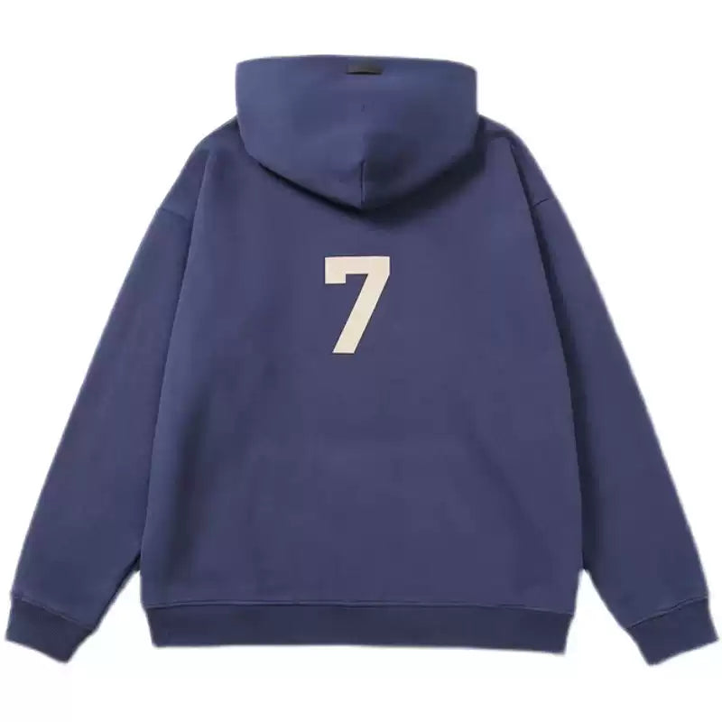 Fear Of God Essentials Front Large Number 7 Graphic Navy Pullover Hoodie
