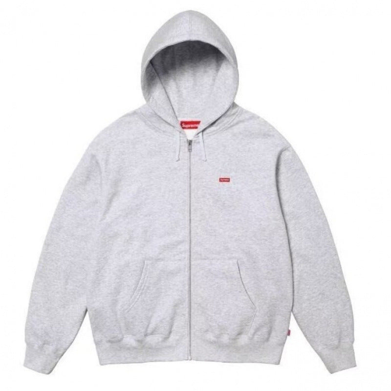 Supreme Small Box Logo Zip Hoodie Heather Grey