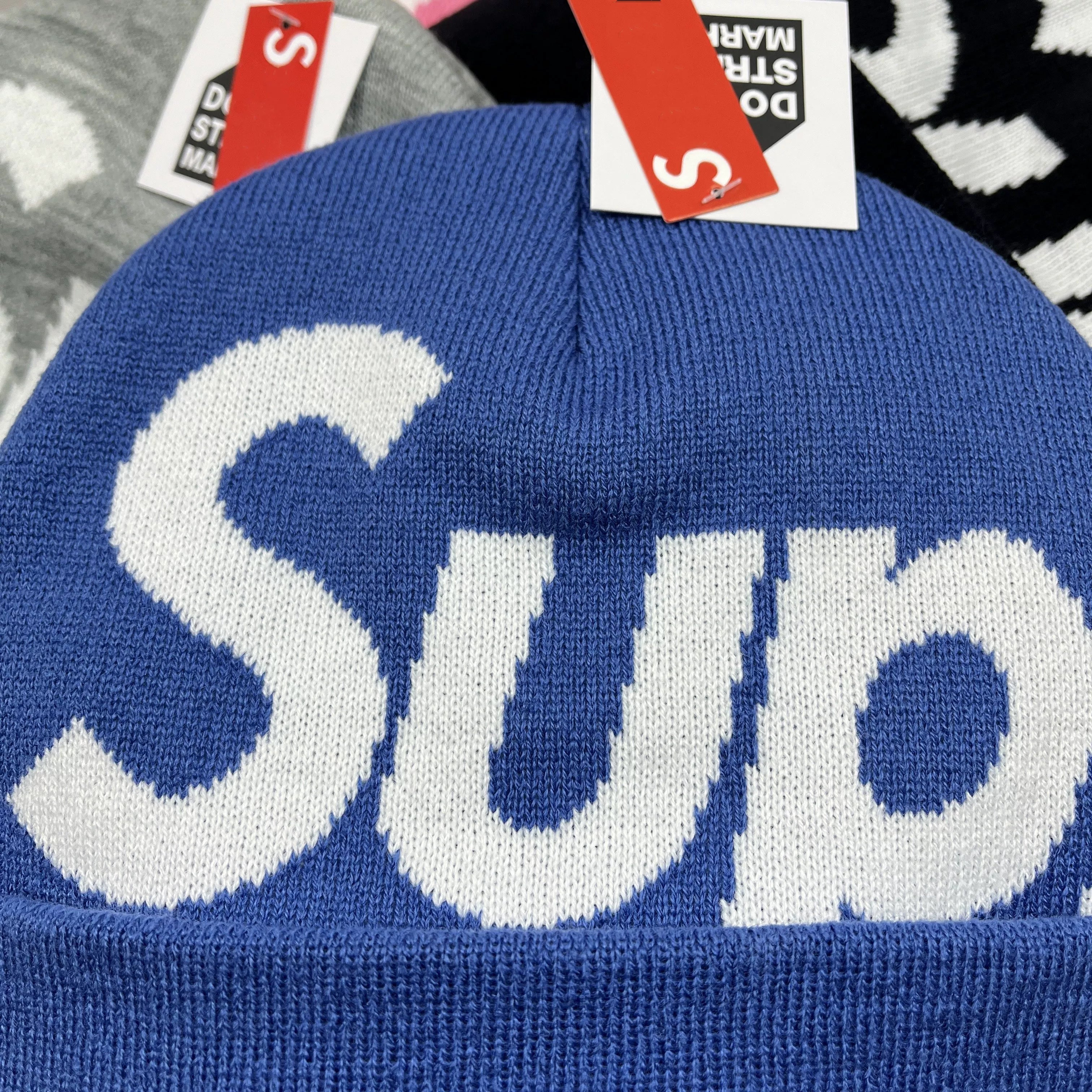 Supreme Big Logo Beanie Fw25 Royal Blue Cuffed Knit Hat