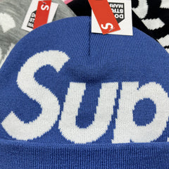 Supreme Big Logo Beanie Fw25 Royal Blue Cuffed Knit Hat