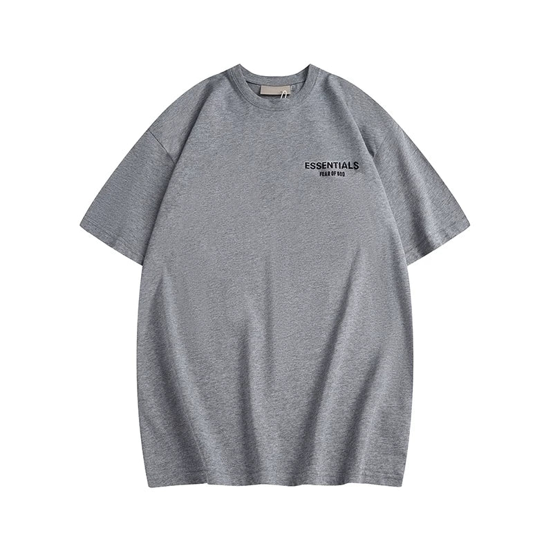 ESSENTIALS Double Line High Street American Loose Couple Trendy Large Size Plush T-shirt Short Sleeve Men's Summer (2)