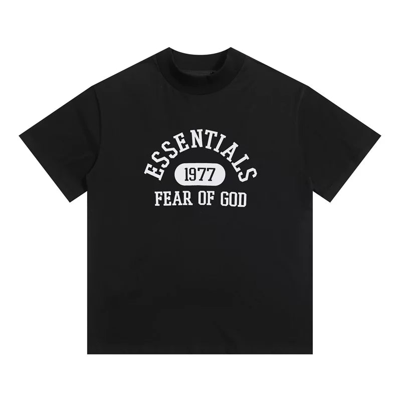 Fear of God Essentials 1977 Arch Logo Mock Neck Loose Short Sleeve T-Shirt