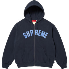 Supreme Light Blue Arc Logo Navy Zip‑Up Hoodie