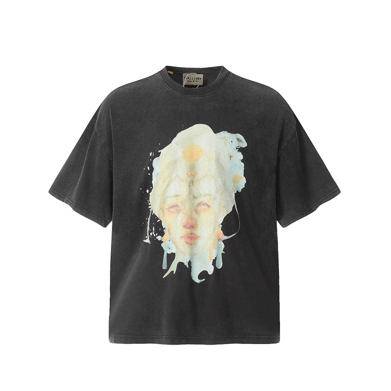 GALLERY DEPT Fashion High Street Retro VTG Washed Vintage Printed Loose Heavy Cotton Short sleeved T-shirt for Men (4)