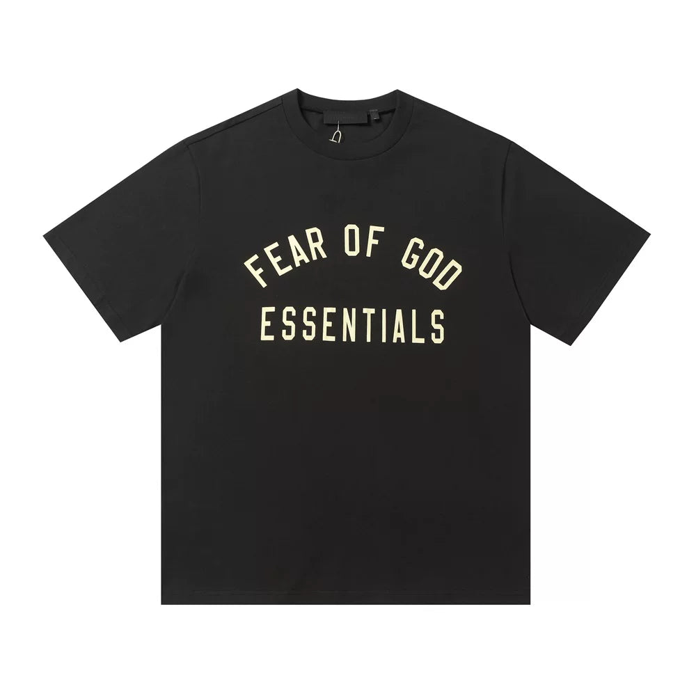 Fear Of God Essentials Logo T-Shirt & Shorts Set – Black Minimalist Streetwear Two Piece Outfit