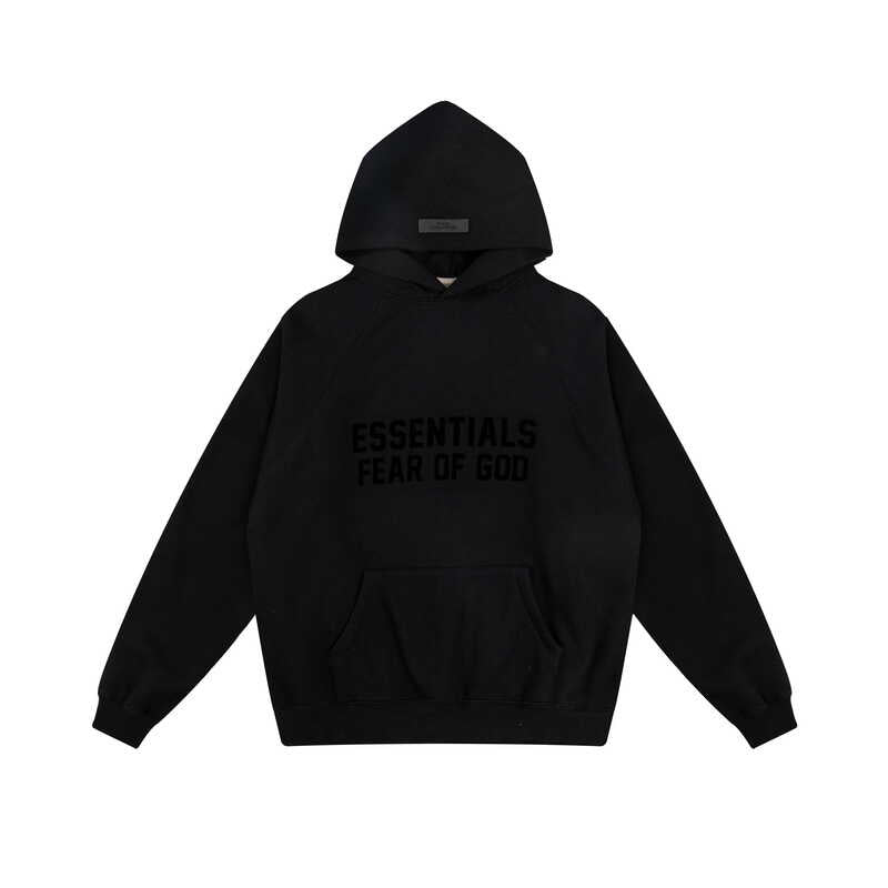 Fear of God Essentials Tonal Front Logo Pullover Hoodie Black