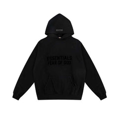 Fear of God Essentials Tonal Front Logo Pullover Hoodie Black