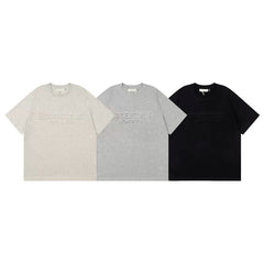 ESSENTIALS 3D embossed letter short sleeved T-shirt European and American high street FOG double line couple round neck loose fit