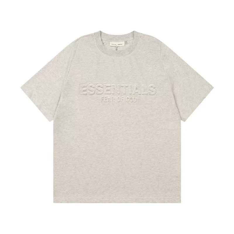 ESSENTIALS 3D embossed letter short sleeved T-shirt European and American high street FOG double line couple round neck loose fit