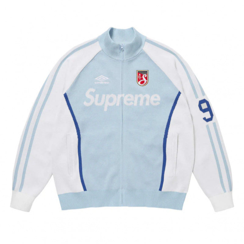 Supreme Umbro Light Blue Soccer Knit Track Jacket
