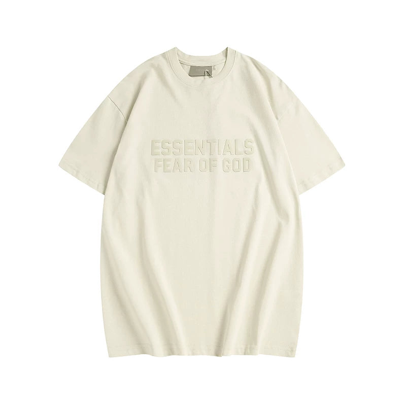 FOG Trendy ESSENTIALS Short sleeved Men's Letter Plush Couple T-shirt Women's American Trendy High Street Loose Versatile (1)
