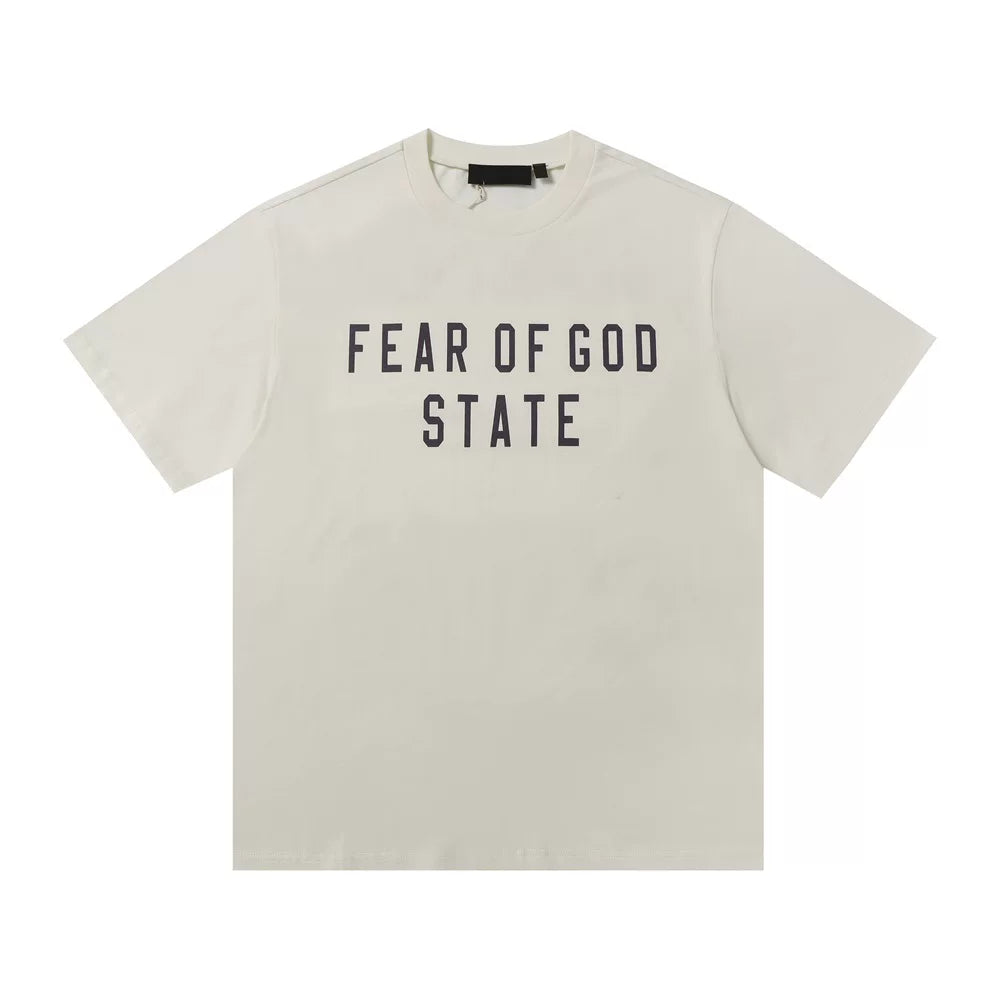 FOG ESSENTIALS Double Line Sports and Leisure Set, Advanced Loose Round Neck Short sleeved T-shirt, Pure Cotton Shorts, Trendy (7)