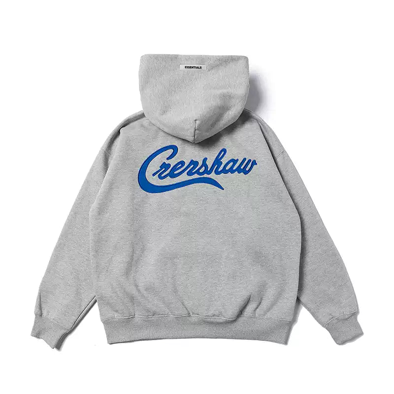 Fear Of God Essentials Blue Contrast Chest Logo Heather Grey Hoodie