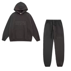 ESSENTIALS Charcoal Embossed Logo Tracksuit Set