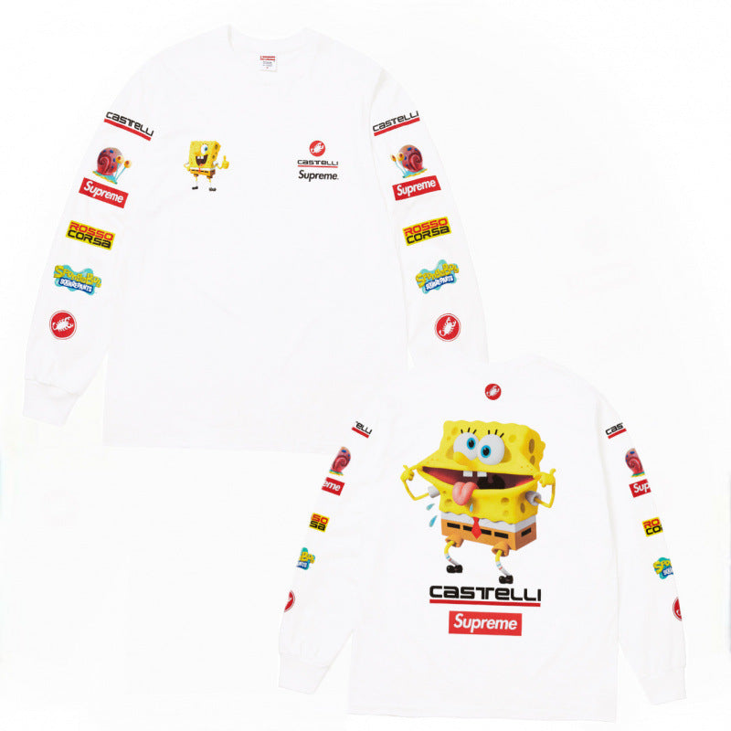 Supreme SpongeBob Co‑Branded White Long Sleeve Tee