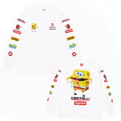Supreme SpongeBob Co‑Branded White Long Sleeve Tee