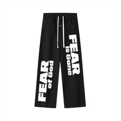 ESSENTIALS Black Double‑Side Graphic Print Wide‑Leg Sweatpants