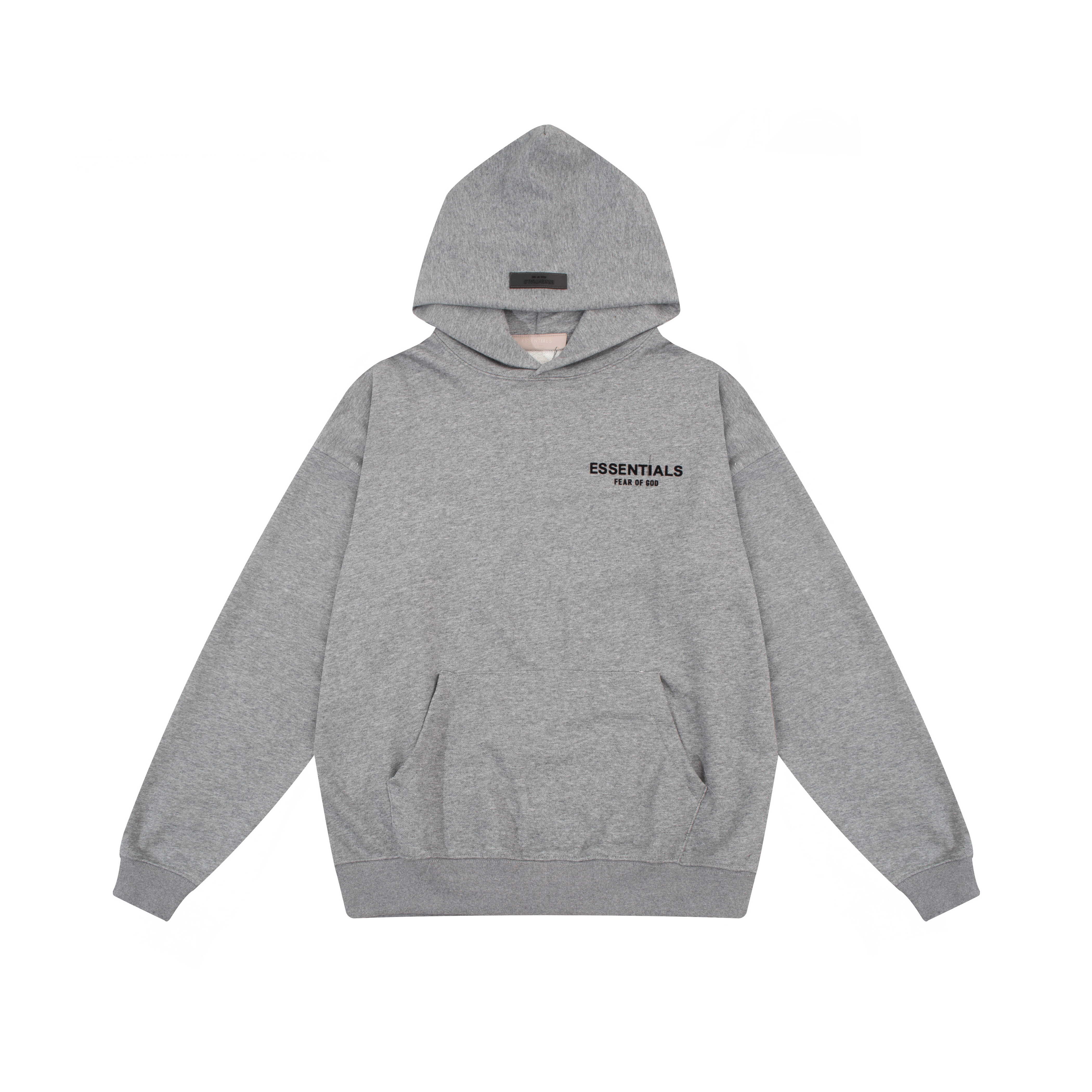 Fear Of God Essentials Heather Grey Chest Text Logo Hooded Sweatshirt