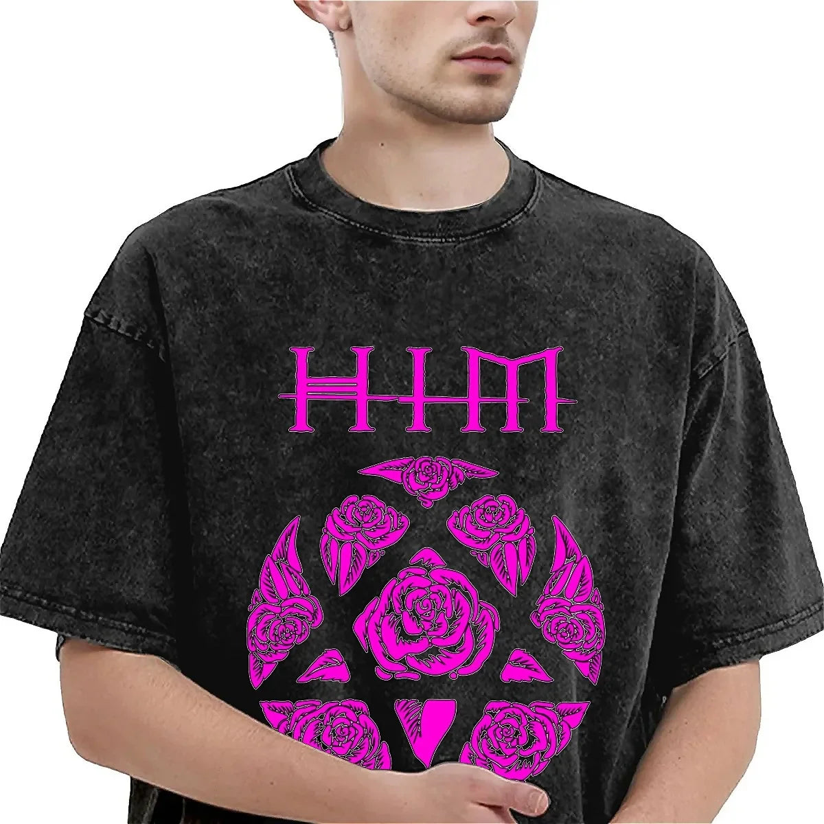 Oversized Washed Heartagram T-Shirt | Ville Valo / HIM Inspired Tee