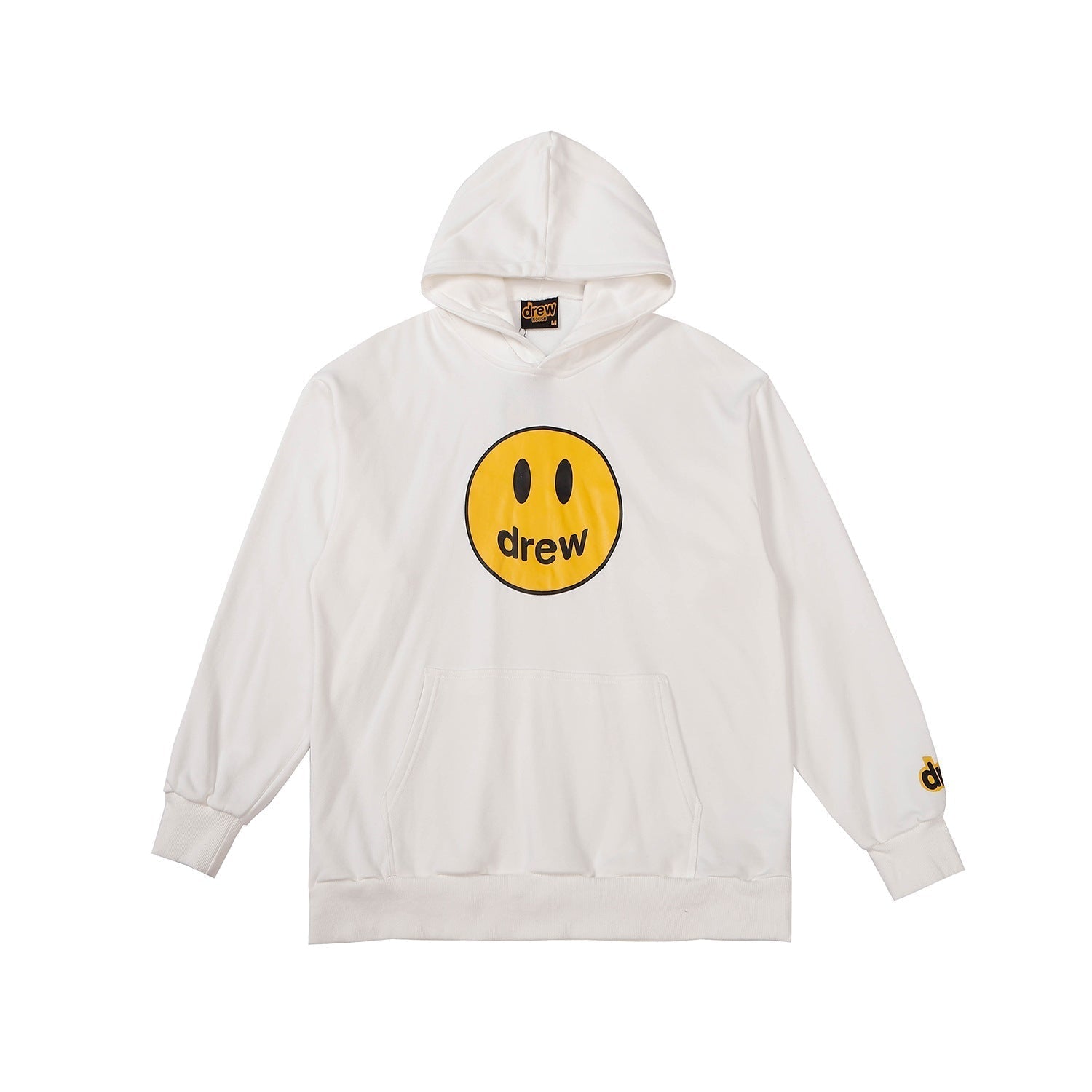 Drew House Mascot Smiley Logo White Unisex Oversized Fleece Hoodie