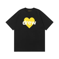 Drew House Yellow Heart Logo Short Sleeve Tee, Black