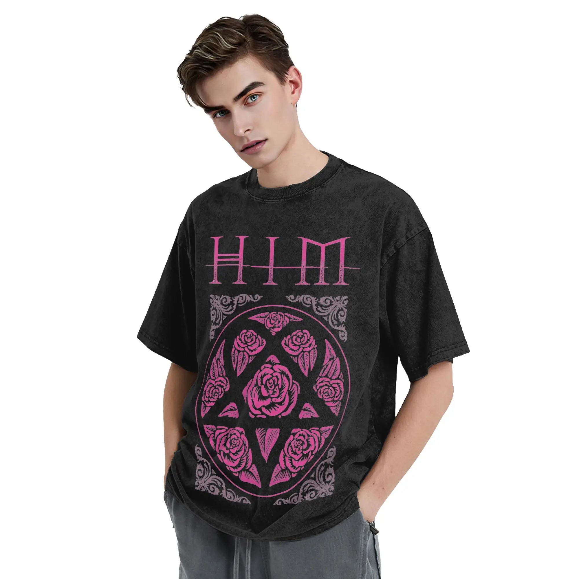 HIM Band Ville Valo Heartagram Summer T-Shirt | Y2K Funny Casual Tee